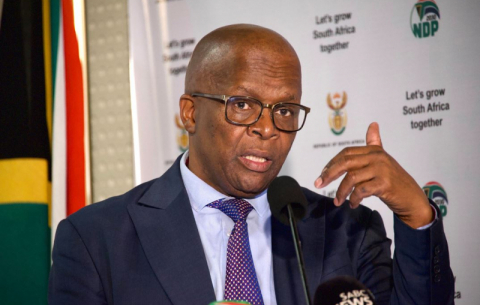 Minister in the Presidency, Mondli Gungubele, addresses a post Cabinet media briefing in Pretoria.