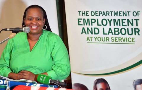 Employment and Labour Deputy Minister, Boitumelo Moloi, addresses the Lauch of Labour Department subsidy scheme in the Western Cape.