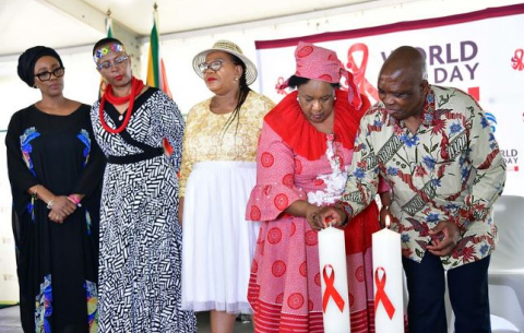 Health Minister Dr Joe Phaahla, with Free State Premier Sisi Ntombela, at the Word Aids Day Commemoration in Bloemfontein.