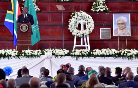 President Ramaphosa addresses the Dr Frene Ginwala Memorial Service in Johannesbur City Hall.
