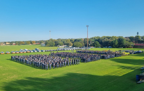 A multi-disciplinary parade comprising the police and other law enforcement agencies ahead of the planned protest on 20 March.