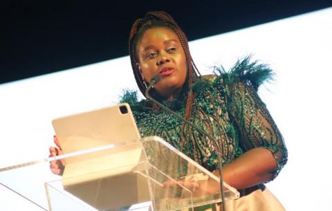 Human Settlements Minister Mmamoloko Kubayi delivering welcoming remarks at the AGOA Forum 2023 Mokete hosted by the Government of South Africa.