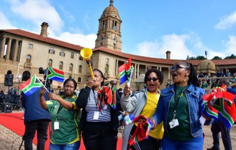 Supporters show up in their numbers to support the Boks at the start of their Web Ellis Cup tour.