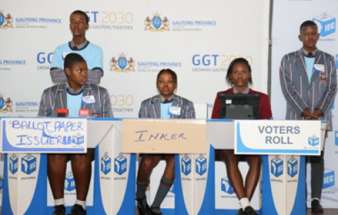 Gauteng Education MEC joins DBE Minister Angie Motshekga at Pace School of Specialisation to commemorate Freedom Month alongside the IEC by promoting electoral democracy literacy to learners.