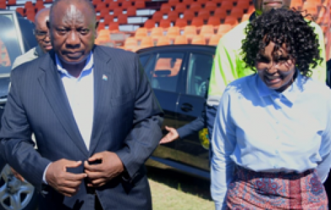 President Ramaphosa and COGTA Minister Thembi Nkadimeng at the Northern Cape imbizo.