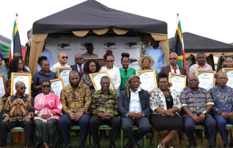 Deputy President Paul Mashatile delivers his congratulatory remarks at the KwaMpumuza 4th Annual Matric Excellence Awards ceremony in Sweetwaters, uMgungundlovu District, Pietermaritzburg. 