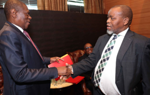 Deputy President Paul Mashatile and Minerals Minister Gwede Mantashe at the business breakfast session on the Transformation Fund.