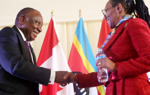 President Ramaphosa and Chief Justice Mandisa Maya at the 30th anniversary of the Constitutional Court.