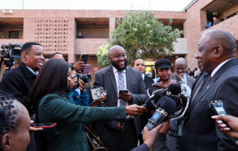 President Ramaphosa addresses media following an engagement between the National Executive and the Provincial Executive Council held at the Sol Plaatjie University, South Campus hall in Kimberley.