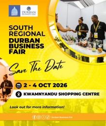 South Regional Durban Business Fair promotional poster.