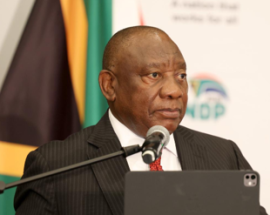 President Ramaphosa at the extended PCC meeting in Boksburg.