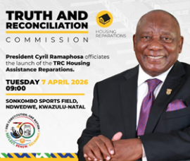 Poster of Truth and Reconciliation Commission Housing Assistance Reparations programme launch.