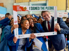 Matrics after signing a pledge committing them to honest conduct in the course of the final exams.