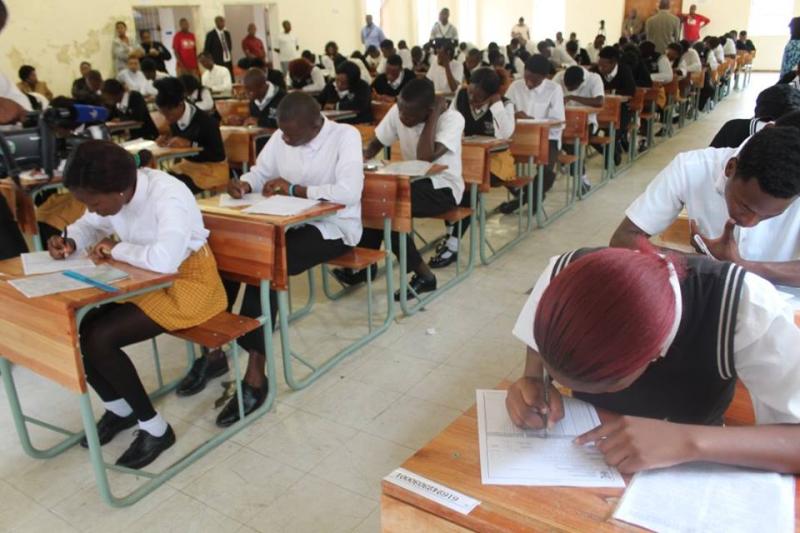 Learners writing exams.