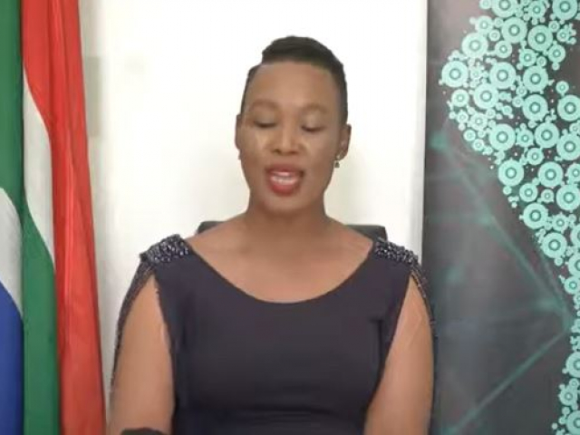 Minister Stella Ndabeni-Abrahams delivers keynote address at UN-AU Webinar.