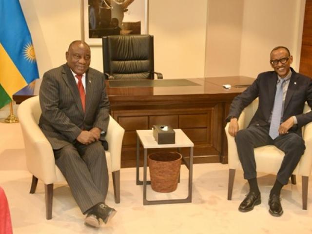President Ramaphosa and President Kagame meet ahead of the Kwibuka 30 Remembrance Ceremony. 